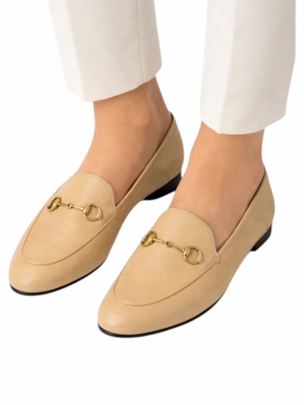 Gucci Brixton Leather Horsebit Loafer Mules Slide Beige Tan Size 37